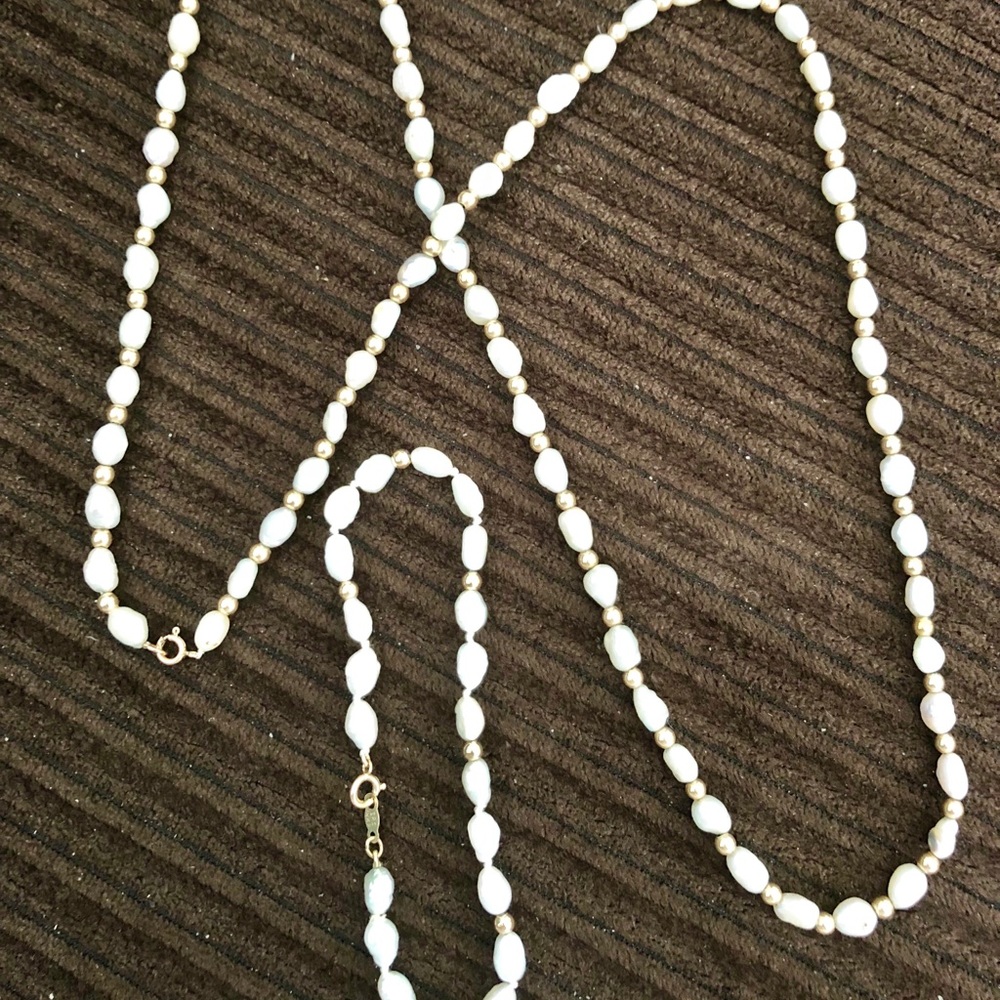 Vintage 14kt & pearl necklace/bracelet set
